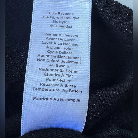 Talbot’s Black Sparkle Stripe Ling Sleeve Round Neck Top Size S Career Party - Picture 6 of 8